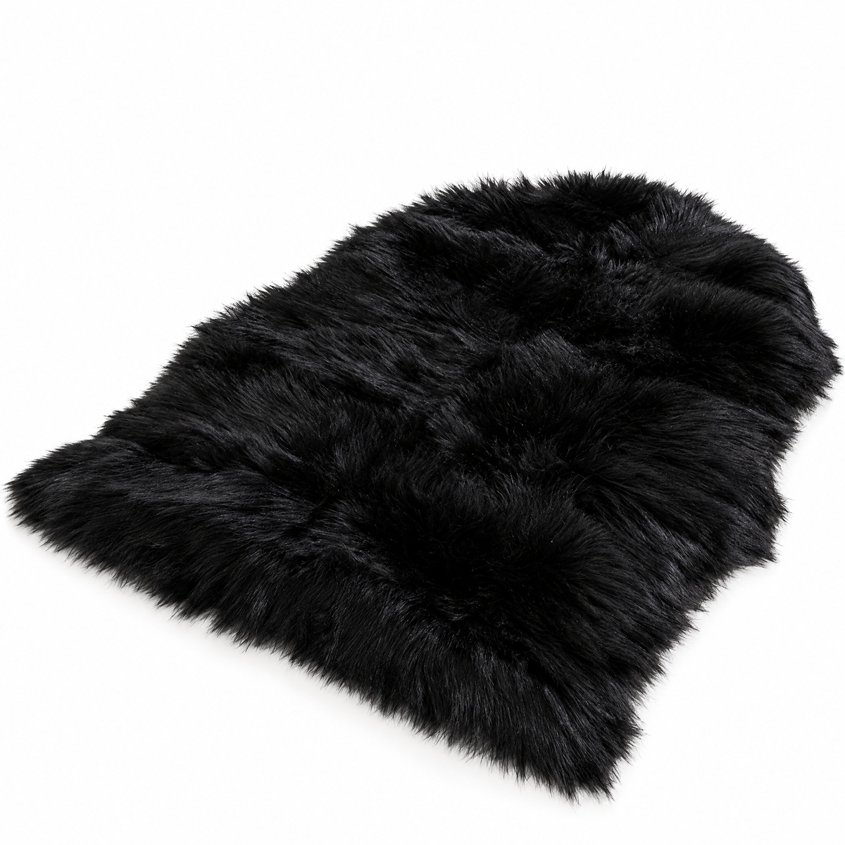 Shaggy Faux Fur Rug 60x90cm Extra Thick Plush - black - white background