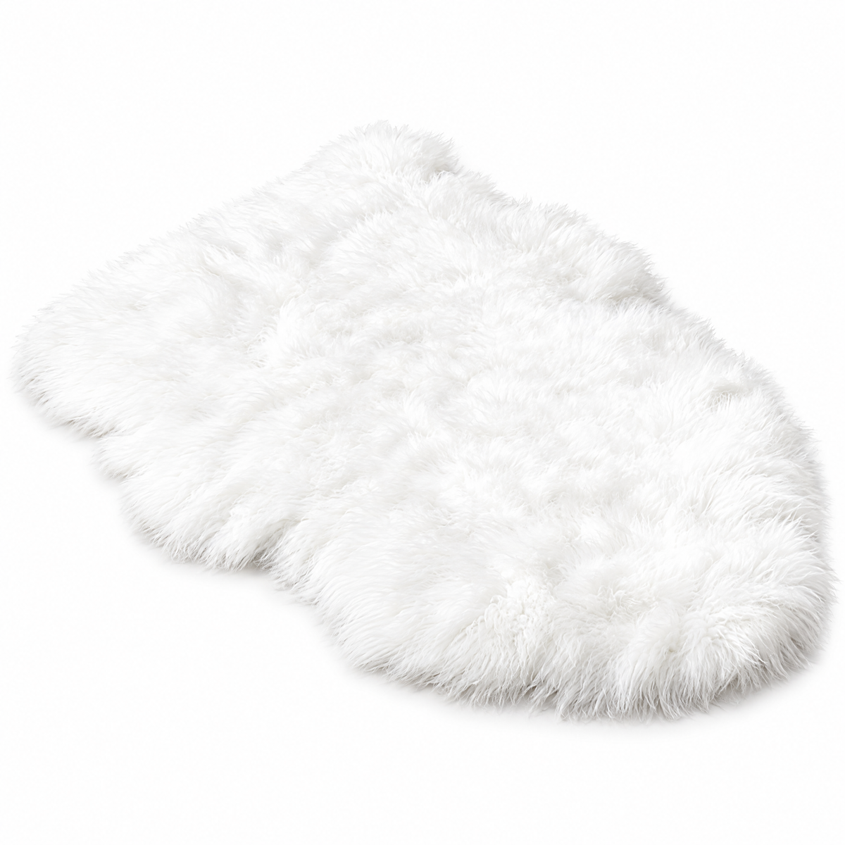 Shaggy Faux Fur Rug 60x90cm Extra Thick Plush - white - white background