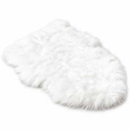 Shaggy Faux Fur Rug 60x90cm Extra Thick Plush - white - white background