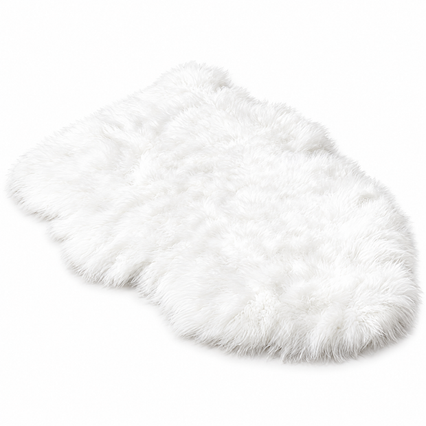 Shaggy Faux Fur Rug 60x90cm Extra Thick Plush - white - white background