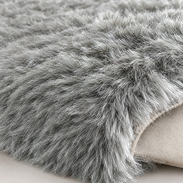 Shaggy Faux Fur Rug 60x90cm Extra Thick Plush - grey - close-up detail