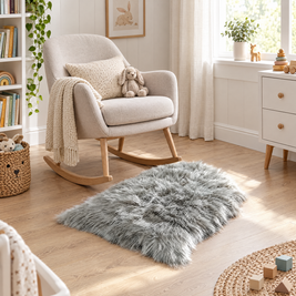 Shaggy Faux Fur Rug 60x90cm Extra Thick Plush - grey - lifestyle