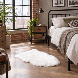 Shaggy Faux Fur Rug 60x90cm Extra Thick Plush - white - lifestyle