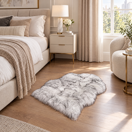 Shaggy Faux Fur Rug 60x90cm Extra Thick Plush - black and white - lifestyle