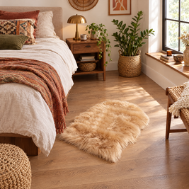 Shaggy Faux Fur Rug 60x90cm Extra Thick Plush - coffee - lifestyle
