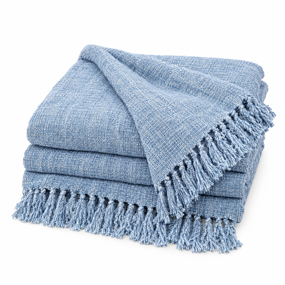Plaid Fringe Throw Blanket for Sofa & Office - white background product photo