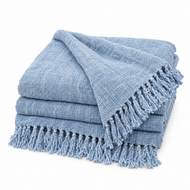 Plaid Fringe Throw Blanket for Sofa & Office - white background product photo