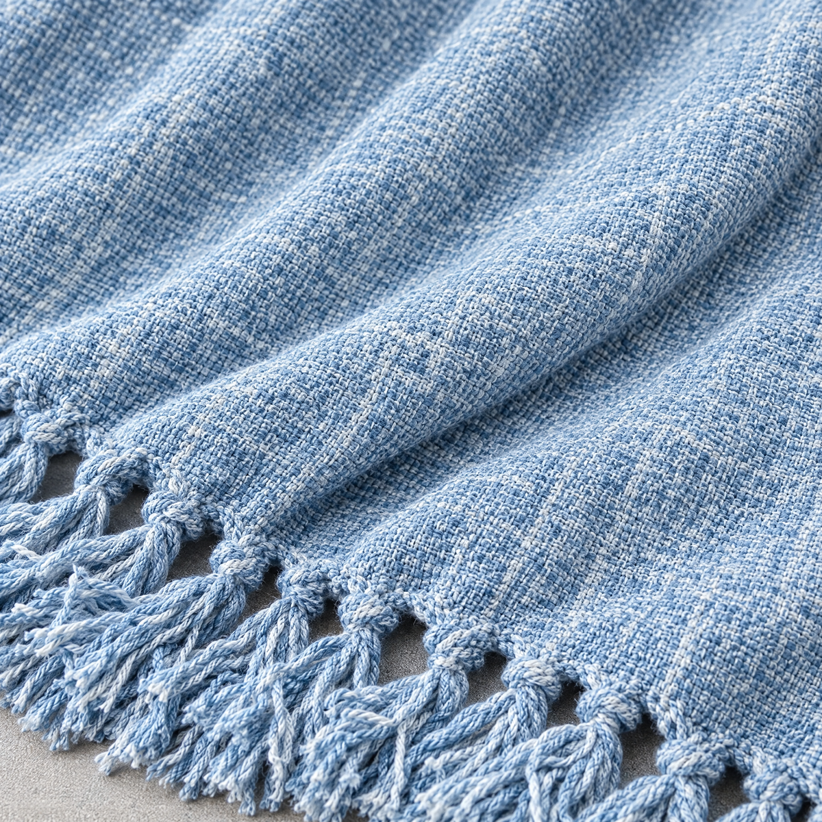 Plaid Fringe Throw Blanket for Sofa & Office - close-up detail