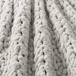 White Chenille Chunky Knit Throw Blanket - close-up detail
