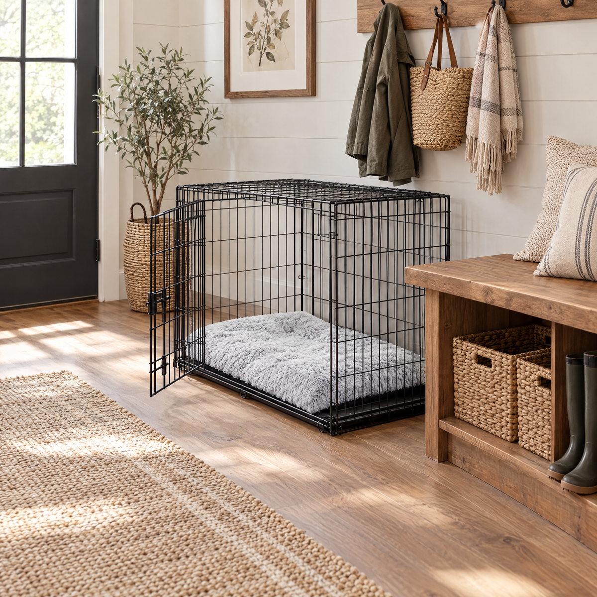 Plush Non-Slip Dog Bed Mat for Crate & Sofa - lifestyle room photo