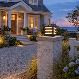 Waterproof Outdoor Pillar Light with Solar LED (Hardwired) – installed outdoors