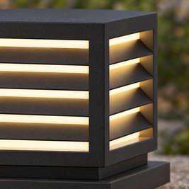 Waterproof Outdoor Pillar Light with Solar LED (Hardwired) – close-up detail