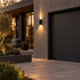 Modern Up & Down Outdoor Wall Sconce, IP65 (Asymmetrical) – installed outdoors