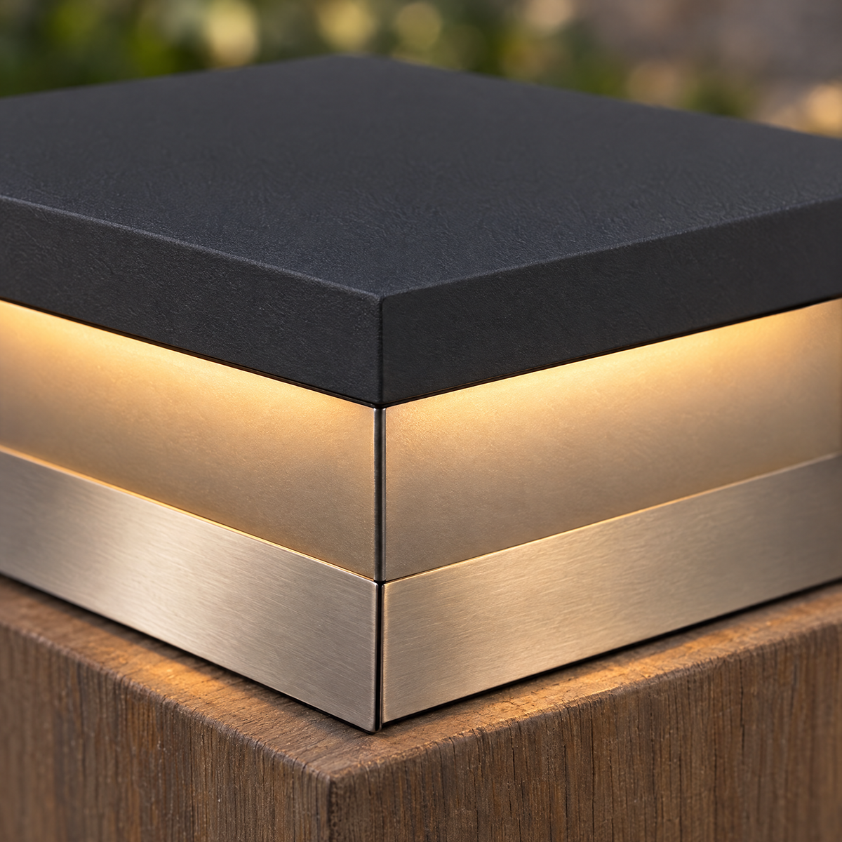 Square Solar Deck Light, Stainless Steel IP65 (Hardwired) – close-up detail