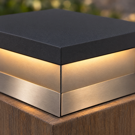 Square Solar Deck Light, Stainless Steel IP65 (Hardwired) – close-up detail