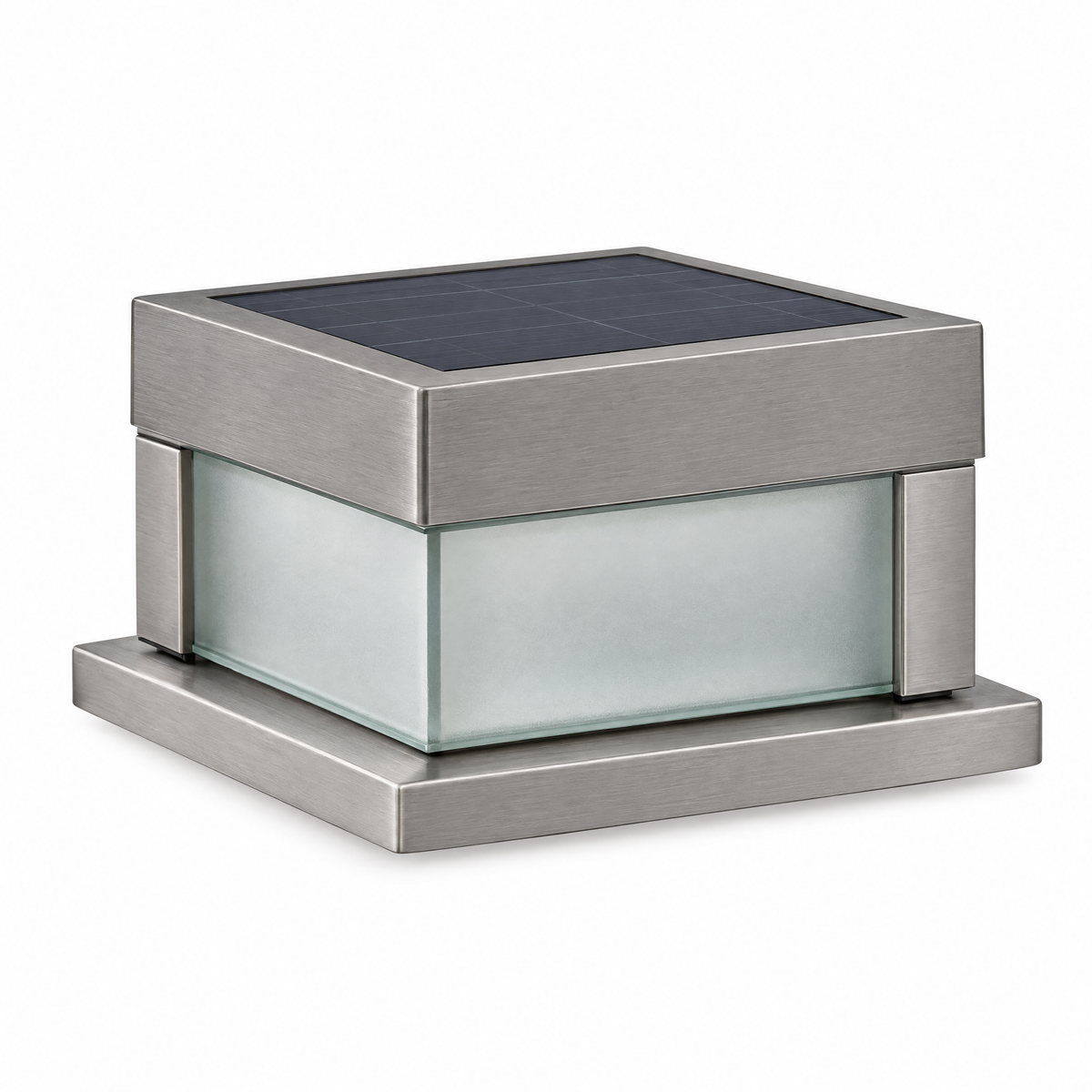 Square Solar Deck Light, Stainless Steel IP65 (Solar) – product photo on white