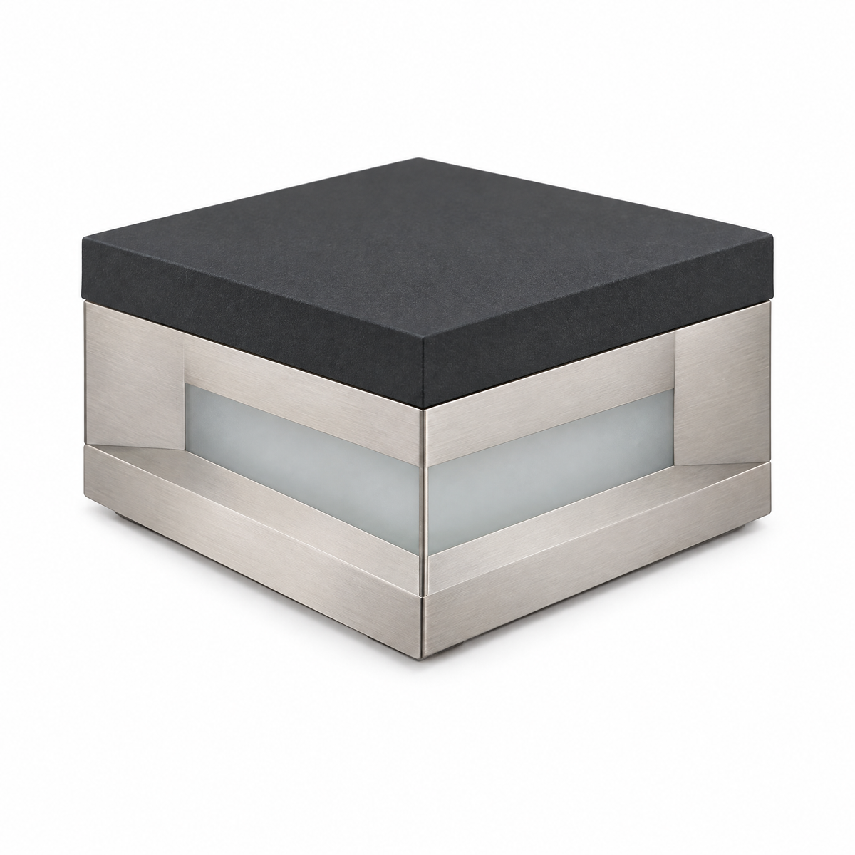 Square Solar Deck Light, Stainless Steel IP65 (Hardwired) – product photo on white