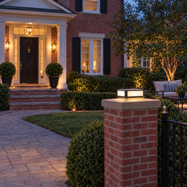 Black Square Pillar Light, Solar or Hardwired (Hardwired) – installed outdoors