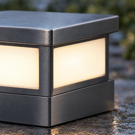 Black Square Pillar Light, Solar or Hardwired (Hardwired) – close-up detail