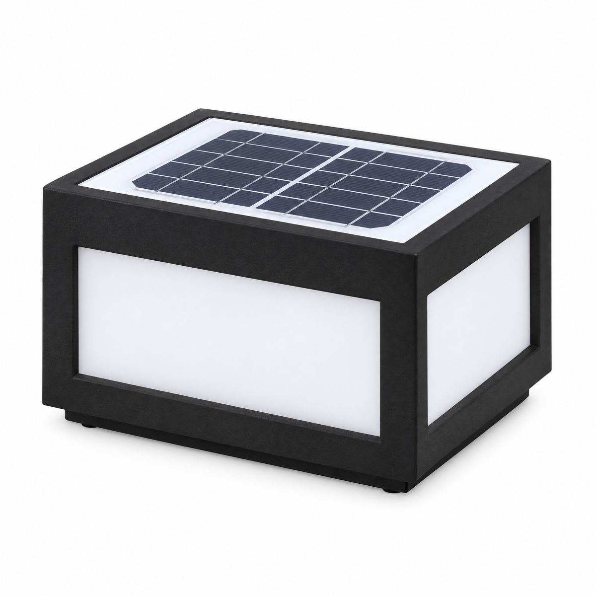 Black Square Pillar Light, Solar or Hardwired (Solar) – product photo on white