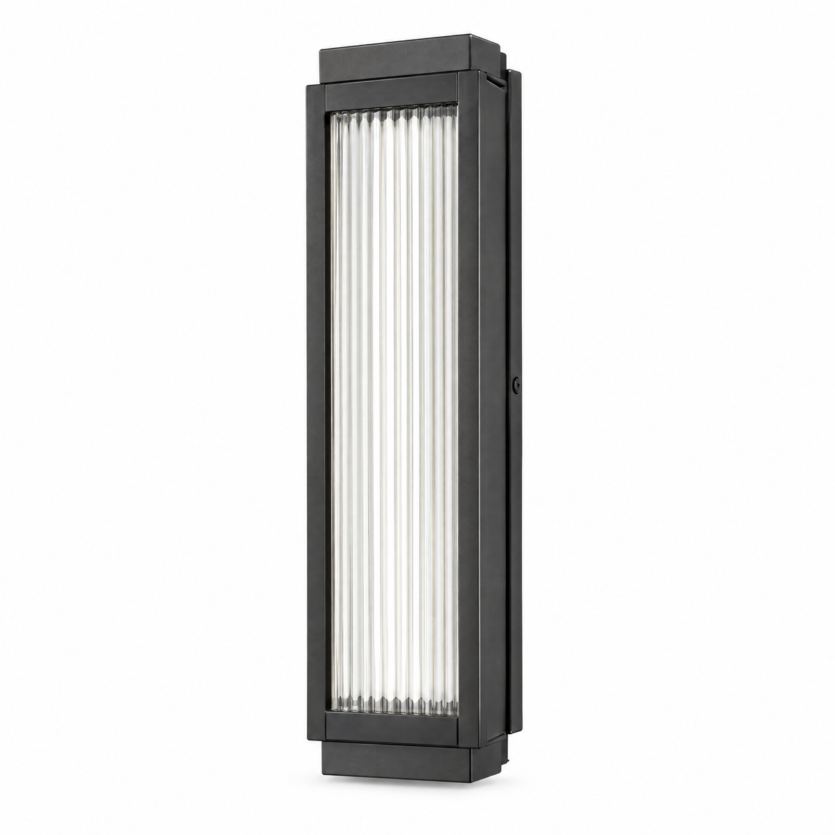 Reeded Glass Outdoor Wall Sconce, Modern LED – product photo on white