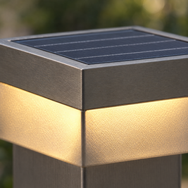 Modern Square Fence Post Light, IP65 LED (Solar) – close-up detail