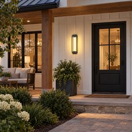 Reeded Glass Outdoor Wall Sconce, Modern LED – installed outdoors