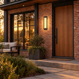 Reeded Glass Outdoor Wall Sconce, Modern LED – installed outdoors