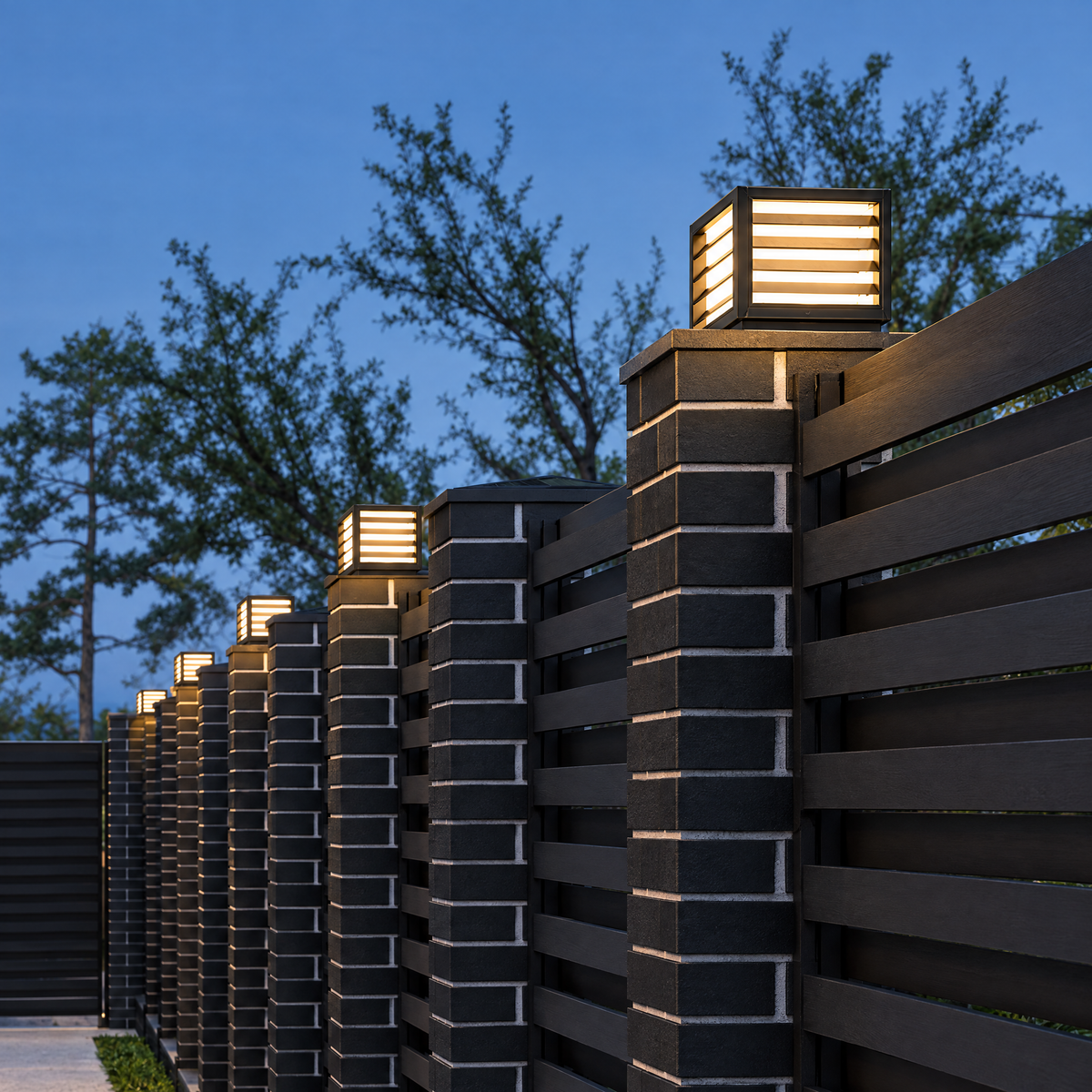 Waterproof Outdoor Pillar Light with Solar LED – installed outdoors