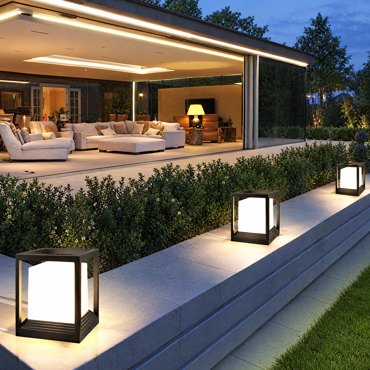 Solar Garden Pedestal Light, 3-Color LED