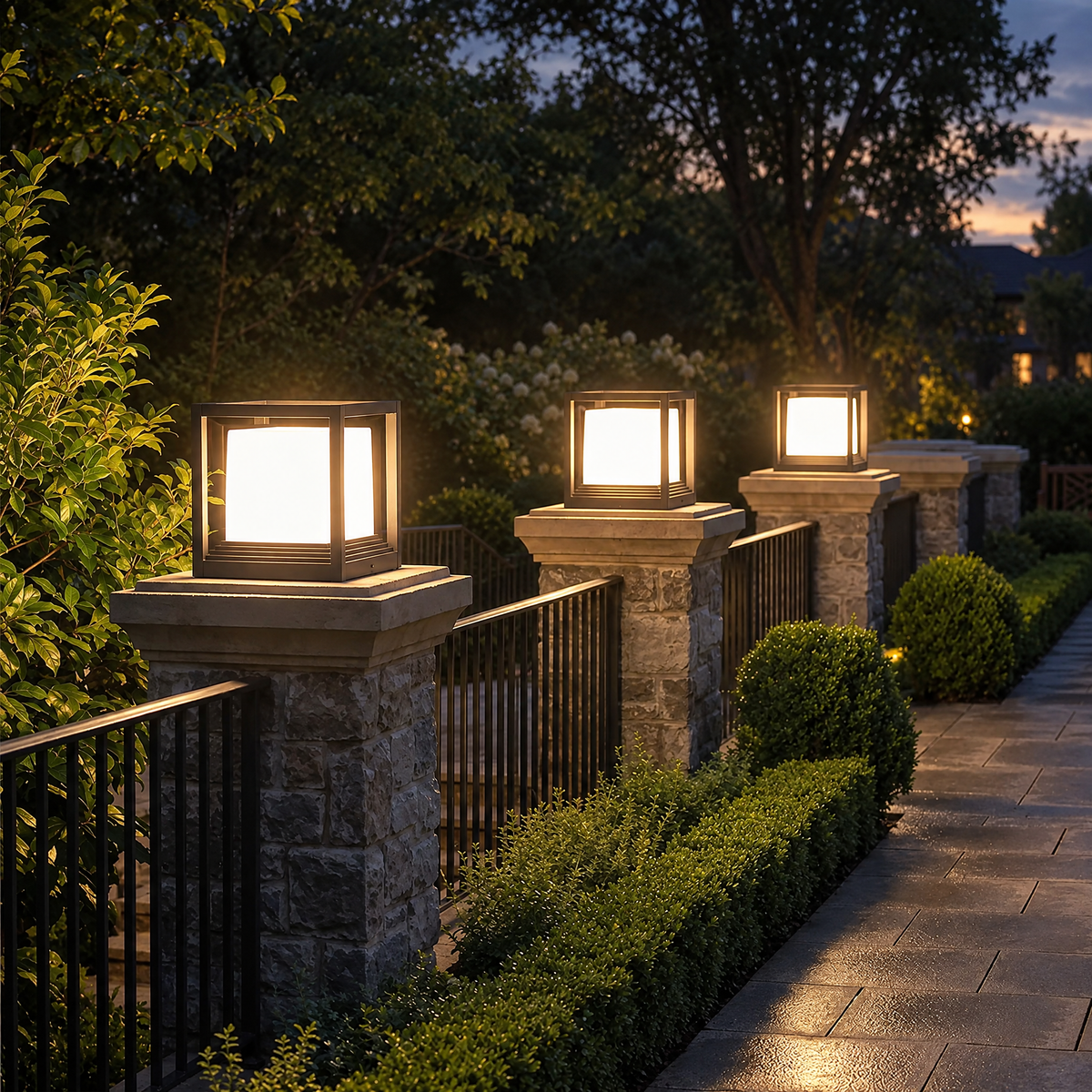 Solar Garden Pedestal Light, 3-Color LED