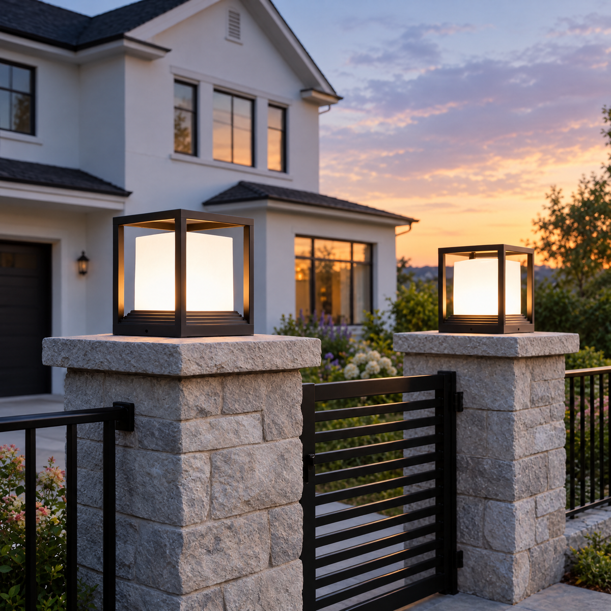 Solar Garden Pedestal Light, 3-Color LED