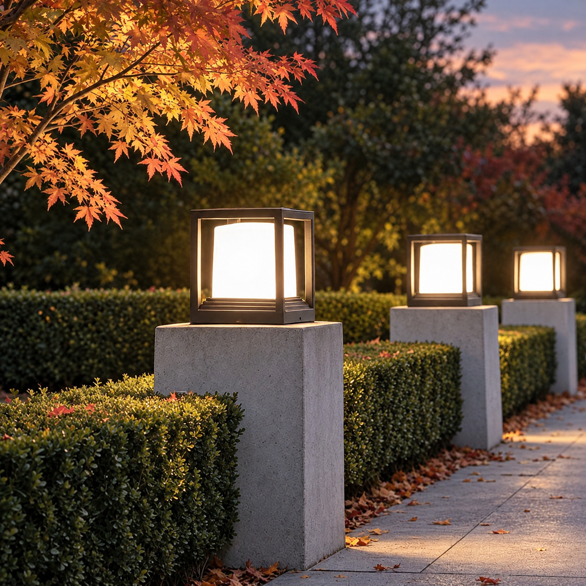Solar Garden Pedestal Light, 3-Color LED