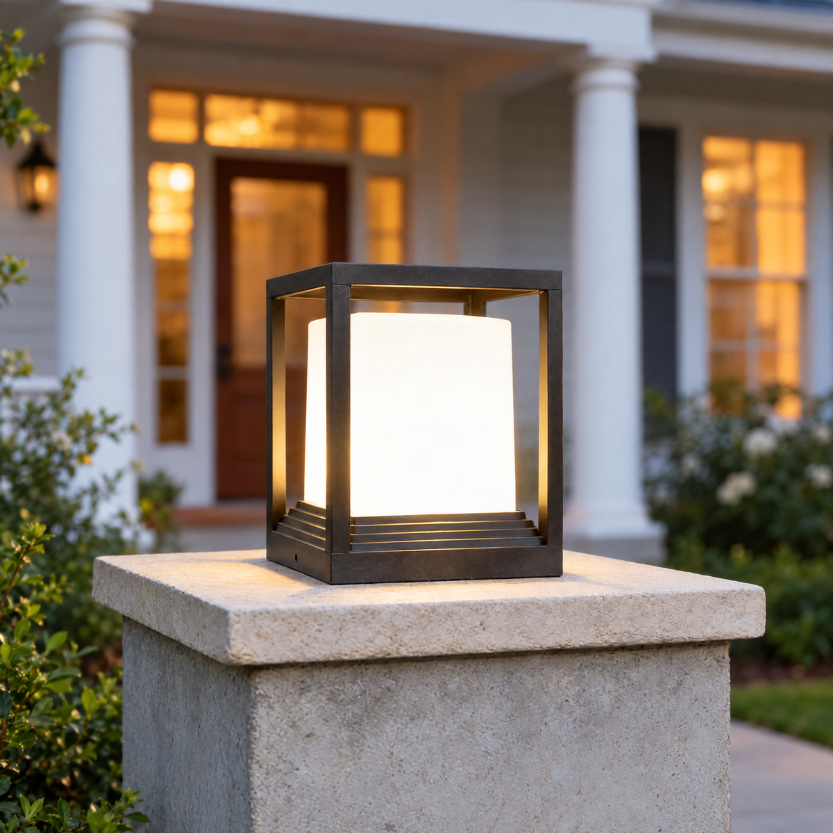 Solar Garden Pedestal Light, 3-Color LED