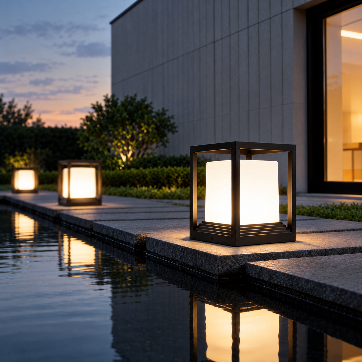 Solar Garden Pedestal Light, 3-Color LED
