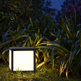 Black Square Pillar Light, Solar or Hardwired