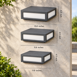 Black Square Pillar Light, Solar or Hardwired