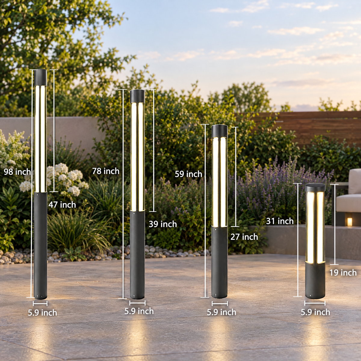 Modern LED Bollard Light, IP65 Path Lighting