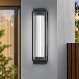 Reeded Glass Outdoor Wall Sconce, Modern LED