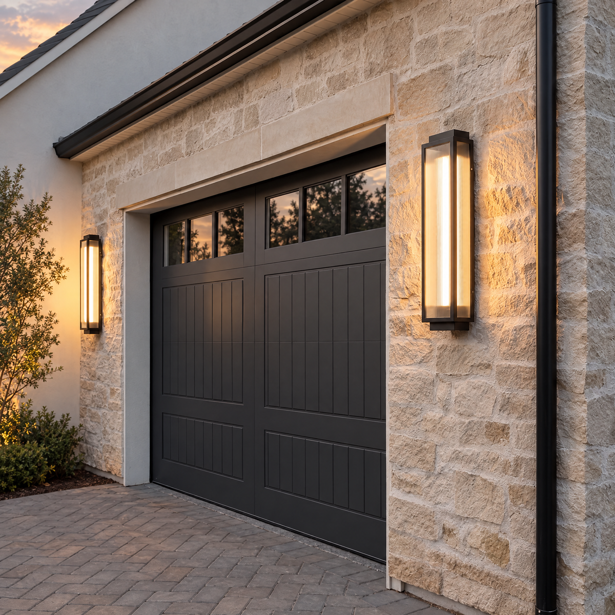 Reeded Glass Outdoor Wall Sconce, Modern LED