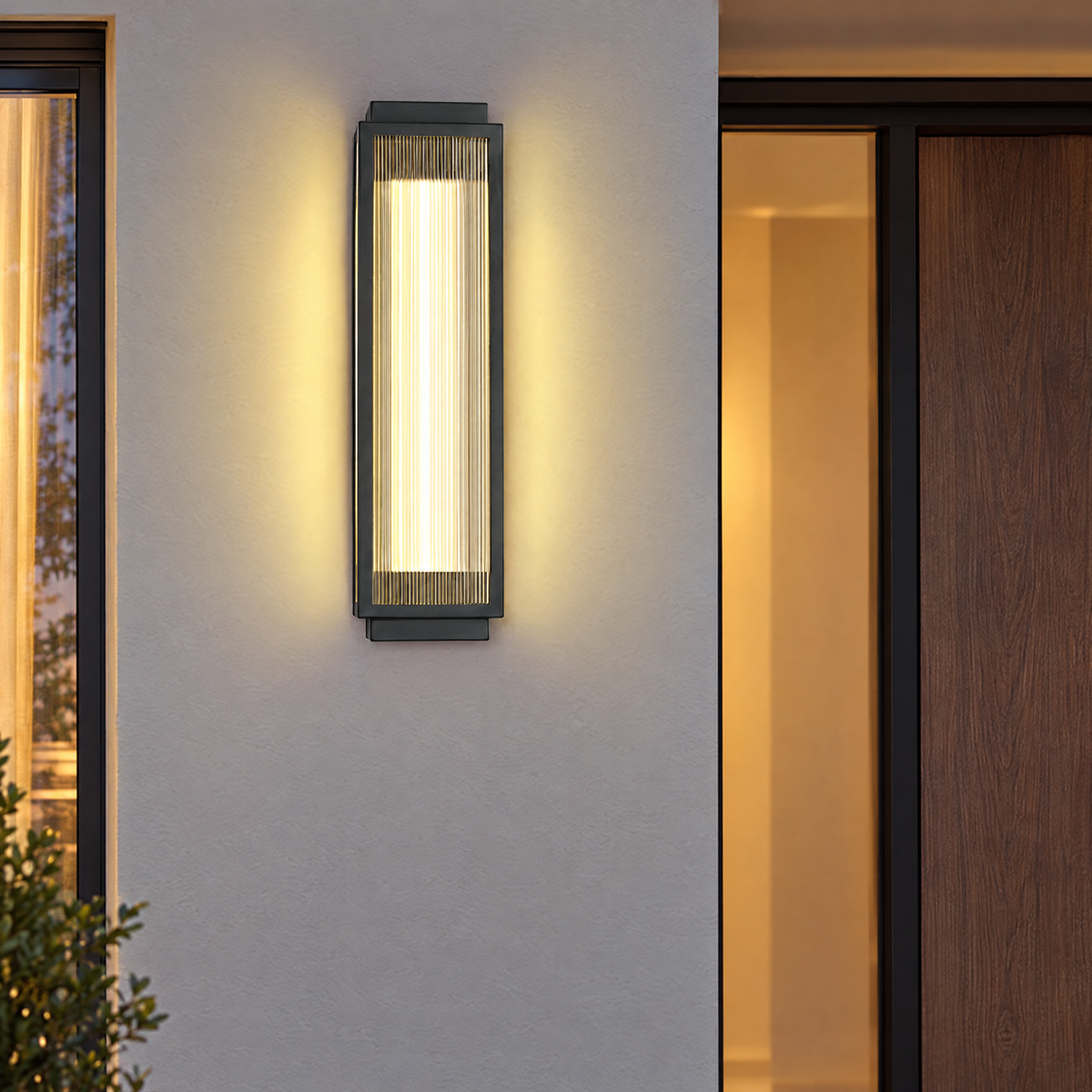 Reeded Glass Outdoor Wall Sconce, Modern LED