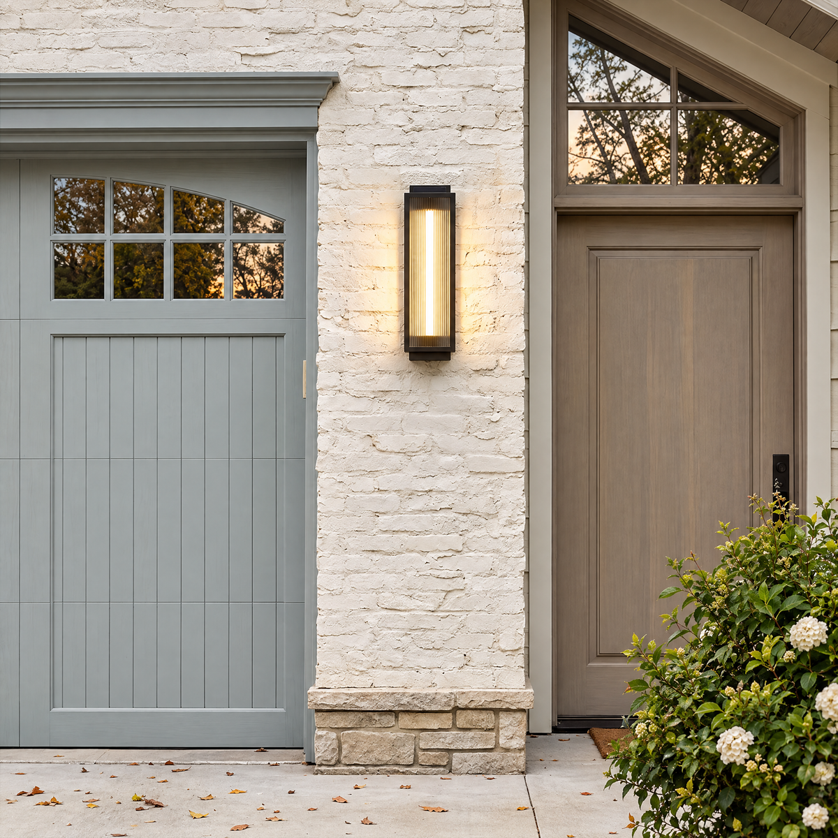 Reeded Glass Outdoor Wall Sconce, Modern LED