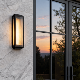 Reeded Glass Outdoor Wall Sconce, Modern LED