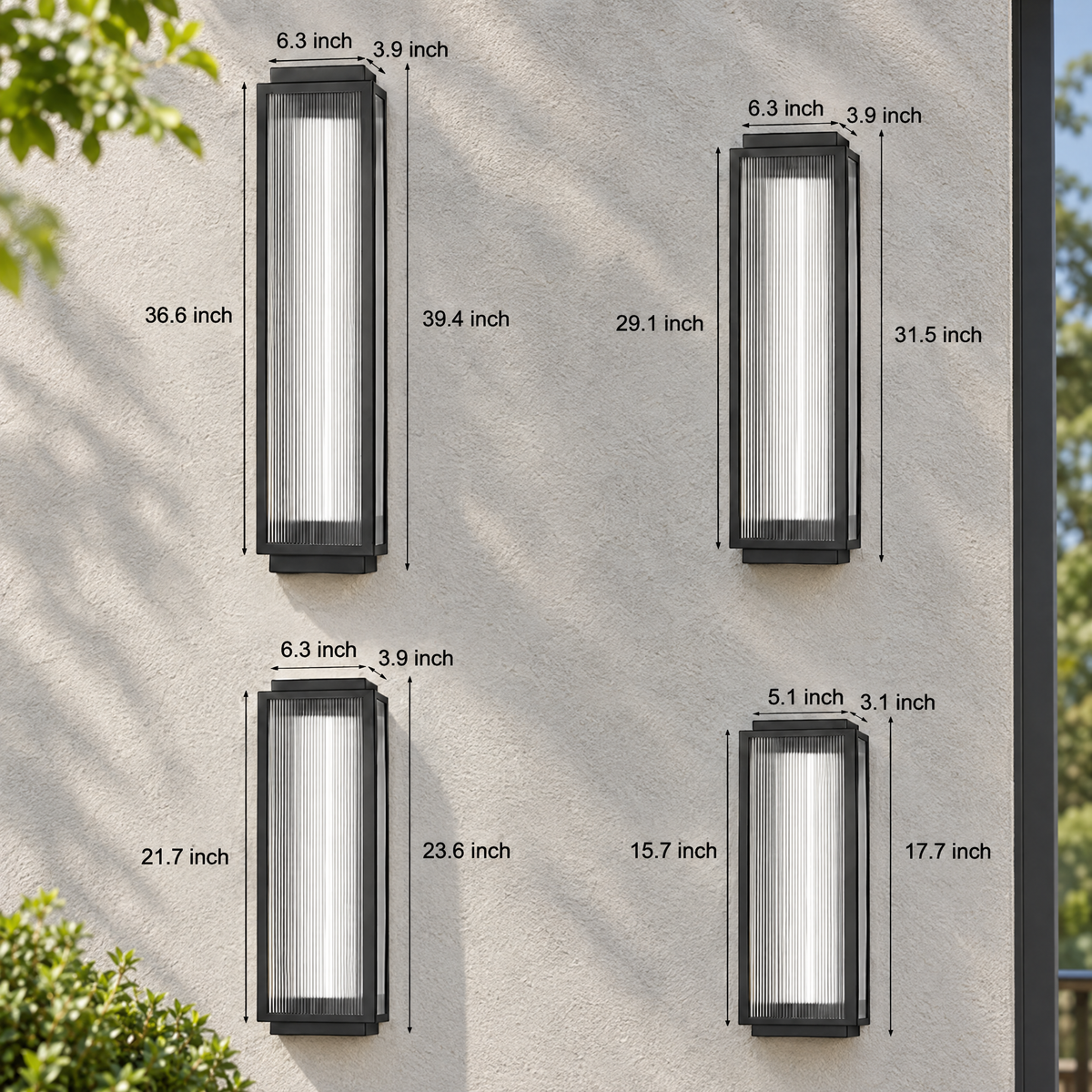 Reeded Glass Outdoor Wall Sconce, Modern LED