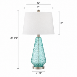 Lamp dimensions: 27.5 in tall, 14 in shade, 5.125 in base
