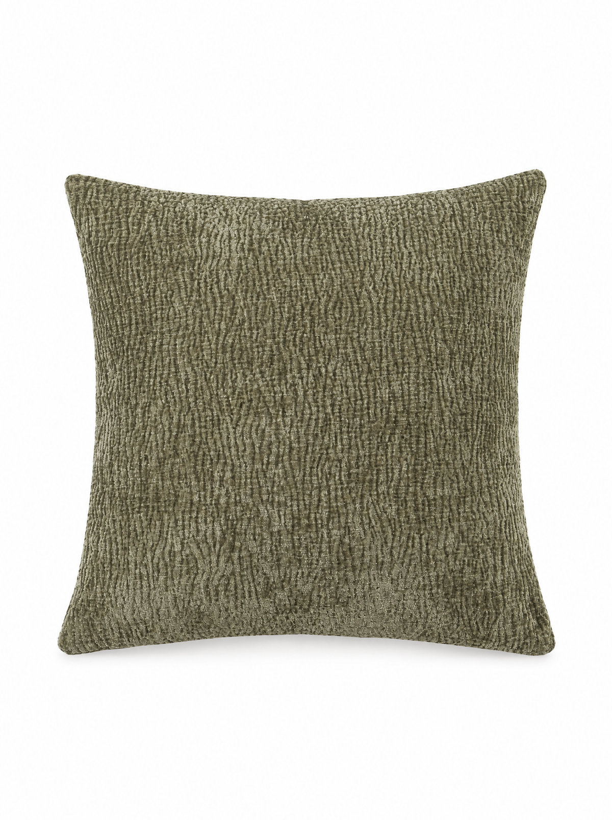 Dark sage jacquard 18x18 pillow cover on a white background