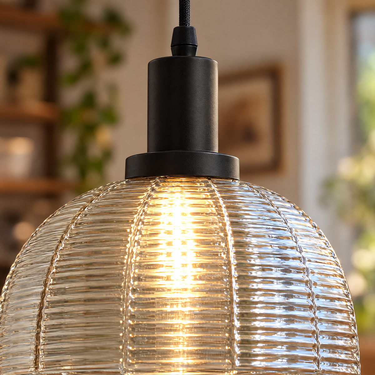 9.44 in. Glass Dome Pendant Light, Vintage close-up detail
