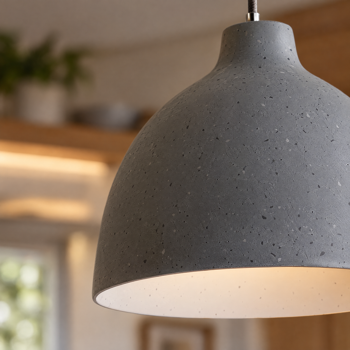 Adjustable Resin Bowl Pendant Light - Gray close-up detail