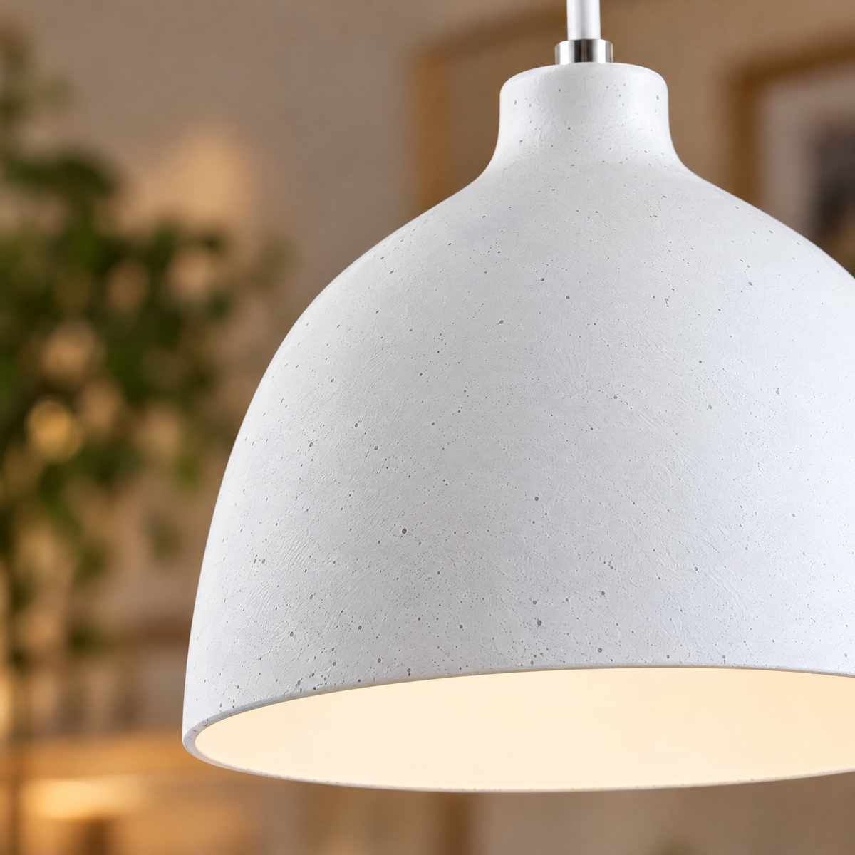 Adjustable Resin Bowl Pendant Light - White close-up detail