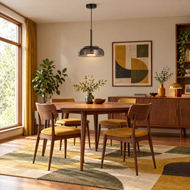 Classic Glass Pendant Light, Cognac or Gray - Gray in a dining room